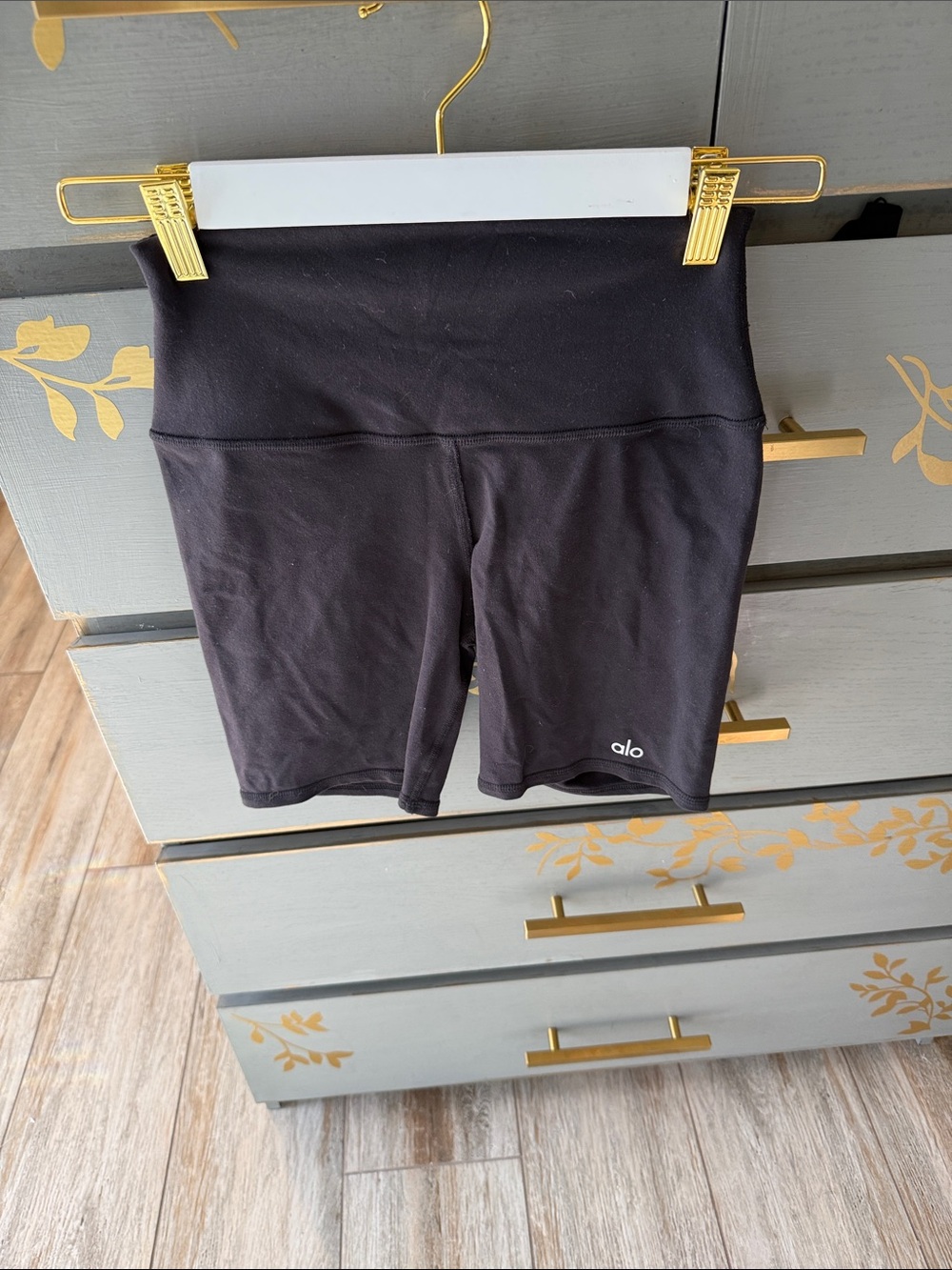 ALO Yoga Black High-Rise Bike Shorts with Logo